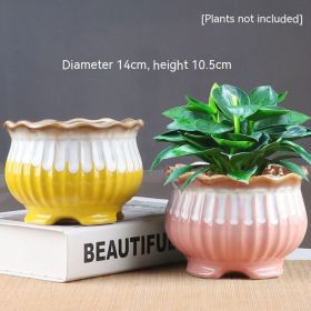 Succulent Bonsai Braised Purple Sand Simple Small Flower Pot (Option: 2 Army Green 2289-Ceramic Medium)