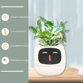 Facial Expression Control Intelligent Flower Pot (Option: White-Small)