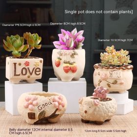 Succulent Bonsai Braised Purple Sand Simple Small Flower Pot (Option: Color 051 Picture Flower Pot 5-Ceramic Medium)