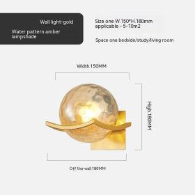 Simple Bedroom Bedside European Wall Lamp (Option: Golden Water Pattern Amber-Without Bulb)