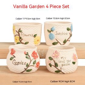 Succulent Flower Pot Ceramic Stoneware Simple Small Pot Plant (Option: Vanilla Flower Pot-Small And Medium)