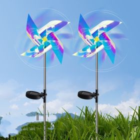 LED Solar Laser Magic Color Windmill Ground Plug Lamp Household (Option: Solar Wind Lamp Two Packs)