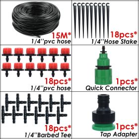 1 Set Automatic Micro Drip Irrigation Watering System Kit Hose Home Garden & Adjustable Drippers Greenhouses Potted Grows (Quantity: 15m Single Outlet Suit)