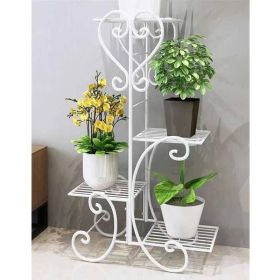 Metal Plant Stands;  Heavy Duty Flower Pot Stands for Multiple Plant (Color: White)