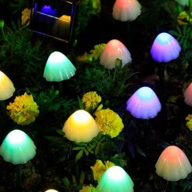 LED Outdoor Solar Garden Lights Waterproof Mushroom String Lawn Lamps Cute Fairy Light Landscape Lamp Path Yard Lawn Patio Decor (Wattage: 6.5M 30LEDs, Emitting Color: Multi color)