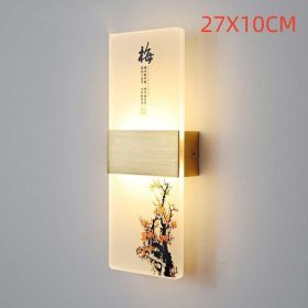 Plum, Orchid, Bamboo, Chrysanthemum LED Bedside Lamp (Option: Plum blossom-27x10cm-Warm light)