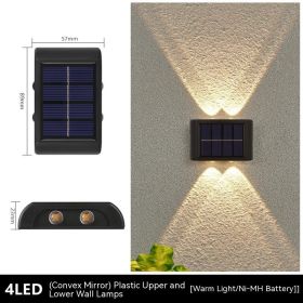 Solar Outdoor Yard Lamp Household Wall Lamp (Option: 4LED Convex Mirror Warm Light)