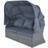 Outdoor Patio Furniture Set Daybed Sunbed with Retractable Canopy Conversation Set Wicker Furniture