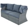 Outdoor Patio Furniture Set Daybed Sunbed with Retractable Canopy Conversation Set Wicker Furniture