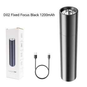 Built-in Lithium Battery Flashlight For Strong Light Lighting (Option: D02 Black Fixed Focus 1200 MA)