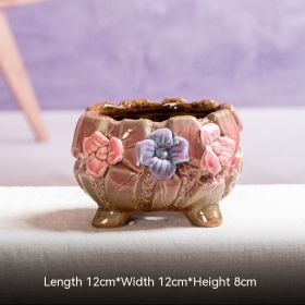 Rose Succulent Flower Pot Stoneware Korean Hand-kneading Breathable Ceramic (Option: A-12 √ó 12 √ó 8CM)