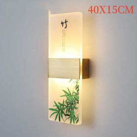 Plum, Orchid, Bamboo, Chrysanthemum LED Bedside Lamp (Option: Bamboo-40x15cm-White light)