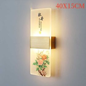 Plum, Orchid, Bamboo, Chrysanthemum LED Bedside Lamp (Option: Peony-40x15cm-White light)