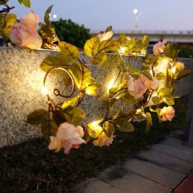 Rattan Lighting Chain Outdoor Courtyard Ornamental Festoon Lamp (Option: Champagne Rose-American Standard)