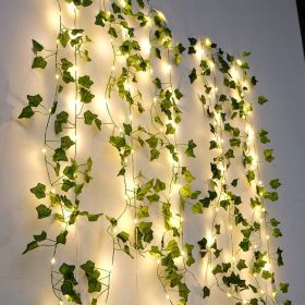 Rattan Lighting Chain Outdoor Courtyard Ornamental Festoon Lamp (Option: Maple Leaf Green Vine-Ordinary Style)