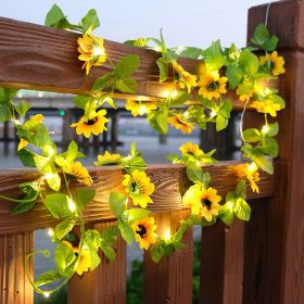 Rattan Lighting Chain Outdoor Courtyard Ornamental Festoon Lamp (Option: Sunflower-USB)