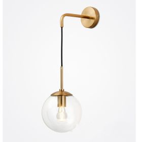 Nordic Glass Wall Lamp Living Room Bedroom Bedside Corridor Aisle (Option: Gold Without Light Source-150mm Amber Glass)