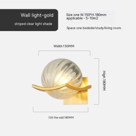 Simple Bedroom Bedside European Wall Lamp (Option: Golden Striped Clear Cover-5W White Light)