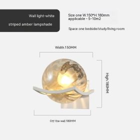 Simple Bedroom Bedside European Wall Lamp (Option: White Striped Amber Cover-12W Tricolor Light)